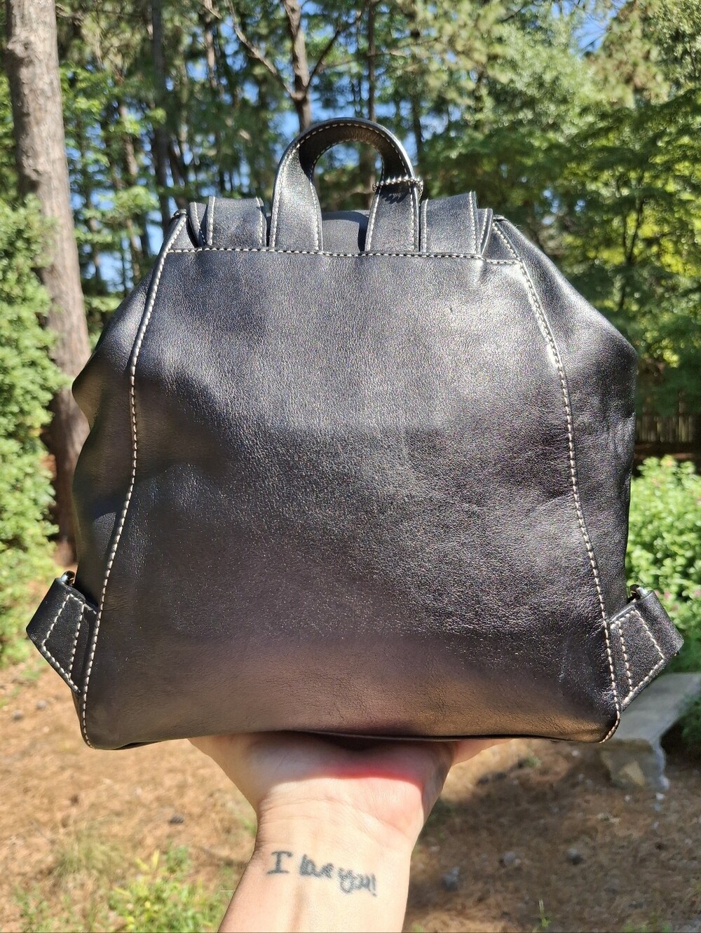 Vintage 2004 Coach Black Leather Legacy Backpack Daypack #9569 - Picture 5 of 15